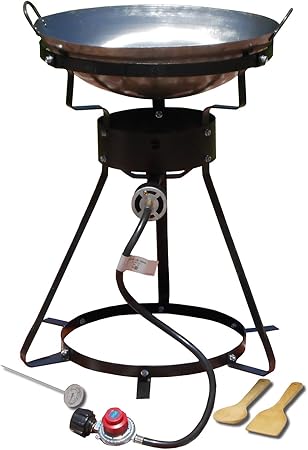 King Kooker 24WC 12" Portable Propane Outdoor Cooker with Wok, 18.5" L x 8" H x 18.5" W, Black