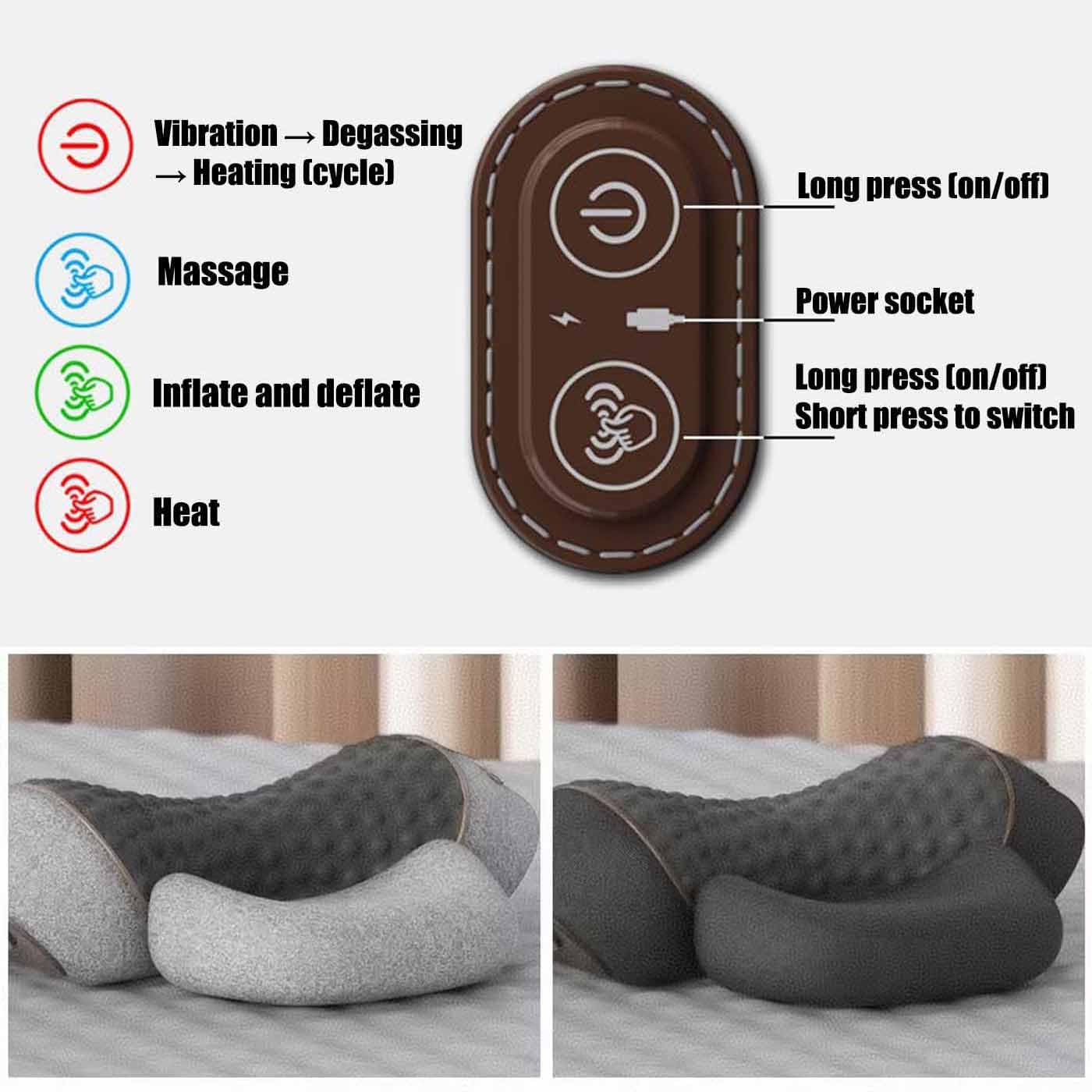 Cervicalm Spinea,Masseur Cervical 3 en 1 avec Chauffage,Oreiller Massant Cervical Chauffant,Vibration,Traction,Chauffage,Intensité Réglable,pour Maison et Bureau,Efficace Musculaires (Noir)