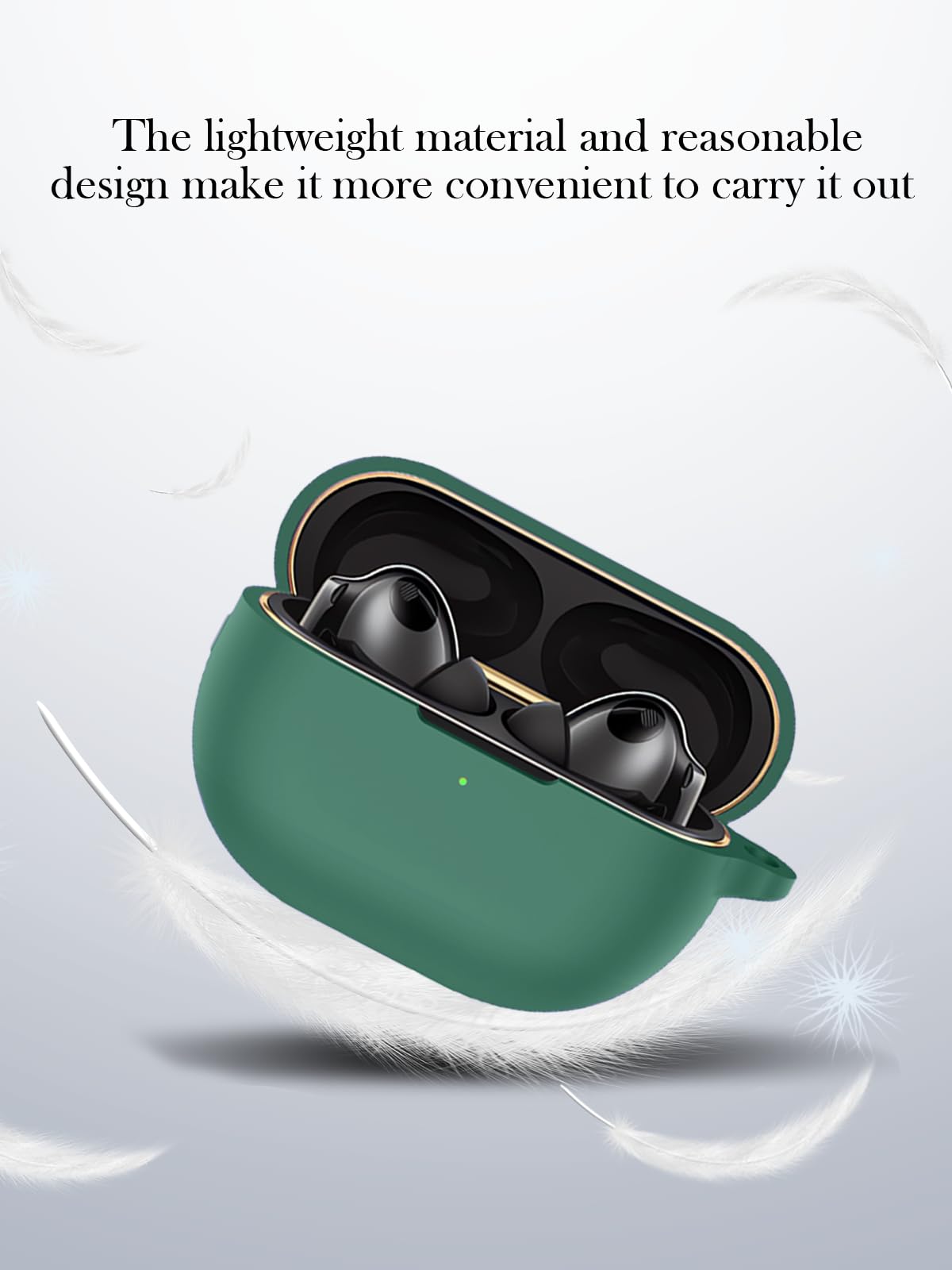 Funda para Huawei FreeBuds Pro 4, suave protección, funda de silicona BOVUGAC con llavero, kit de limpieza y cordón, color verde
