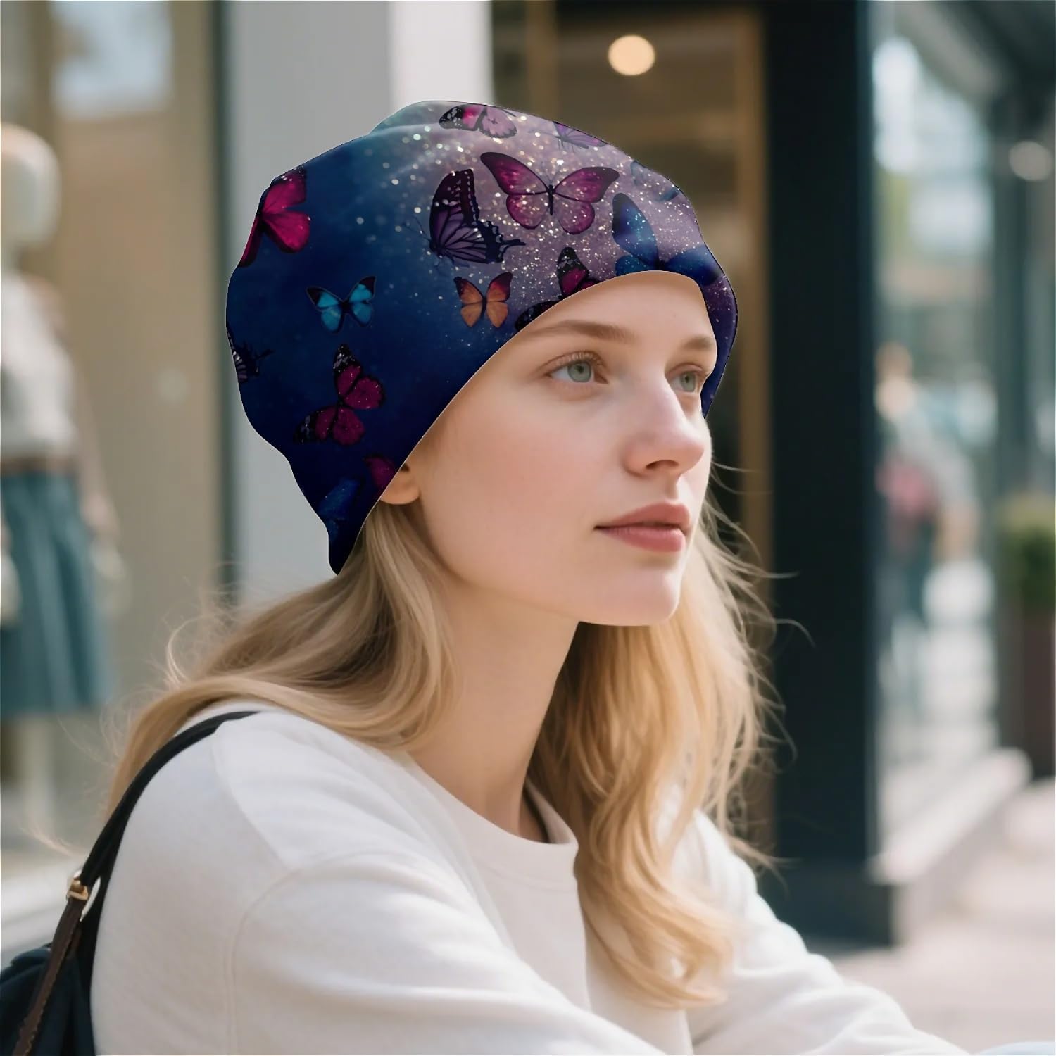 Beautiful Peacock Womens Slouchy Beanie Cotton Chemo Caps Cancer Headwear Hats Turban Baggy Skull Sleep Scarf - Image 7