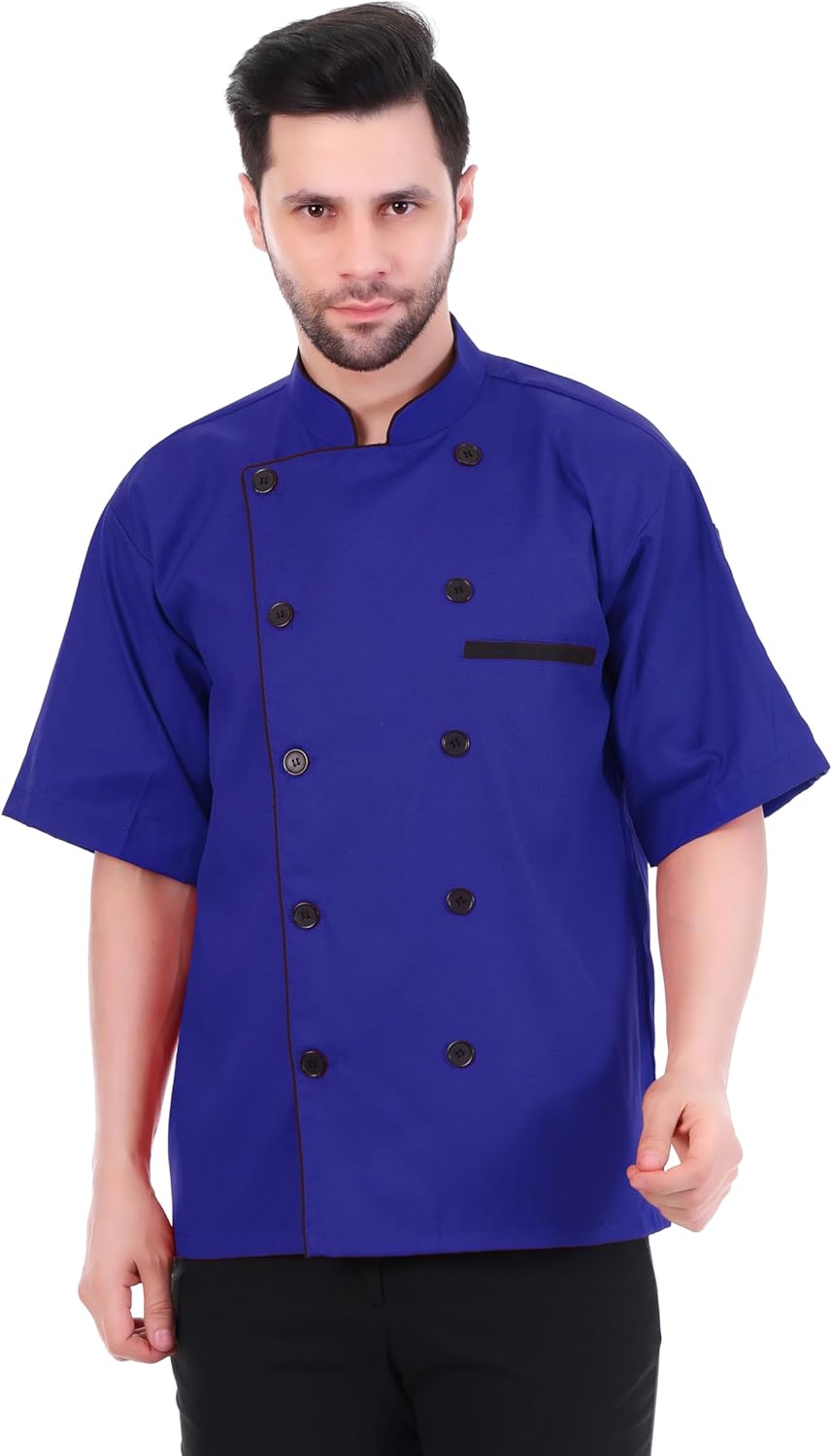 ST-11 Half Sleeves Black Piping Chef Jacket | Chef Coat | Chef Uniform for Men | Chef Dress for Kitchen