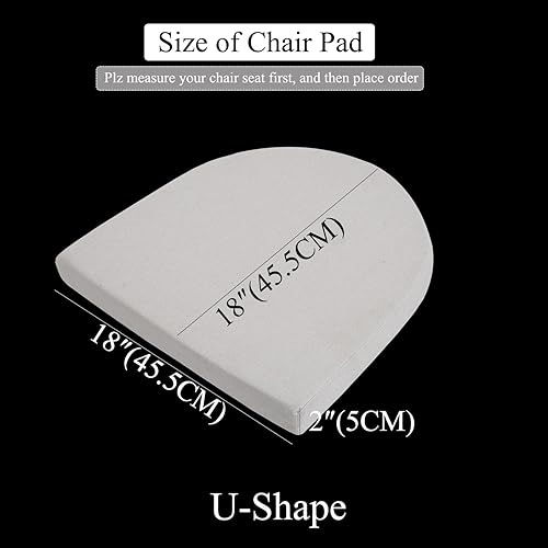 Miniatura 2 de Juego de 2 cojines para sillas de comedor de 18 x 18 pulgadas con lazos, antideslizantes, lavables, con cremallera, cojines de asiento redondos para