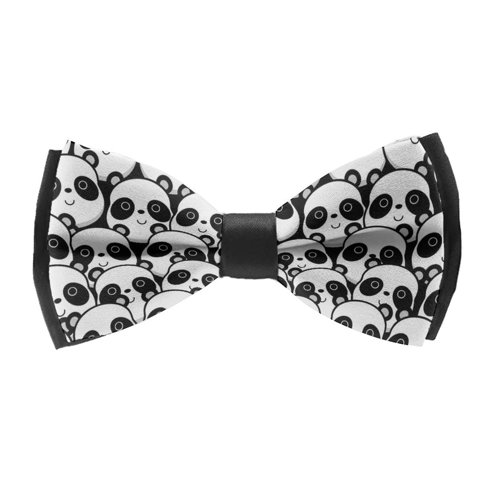 RIMENCH Men's Bow Tie Fashion Necktie Pre-Tied Satin Formal Tuxedo Tie Cute Panda Black And White Novel Bowtie for Wedding, Party, Dress up, Christmas
