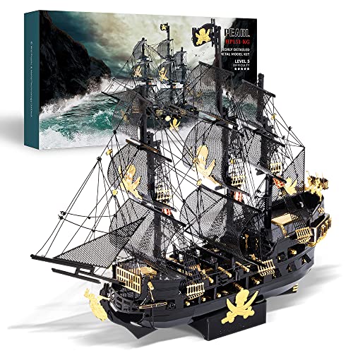 Piececool Puzzle 3D Metal Maqueta, Perla Negra Barco Pirata Maquetas Puzle 3D Maquetas para Regalos, Puzles 3D para Adultos y Adolescentes