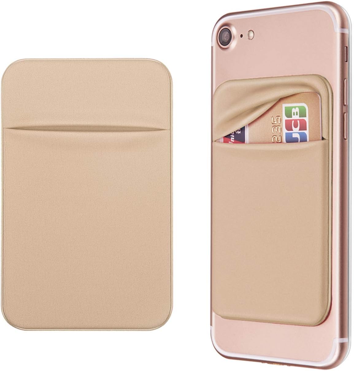 OBVIS Cell Phone Card Holder Stick On Wallet, Gold, 2 Pack