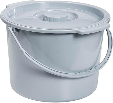 Drive Medical Commode Pail with Lid 12 Quart Gray, 2.38 Pound