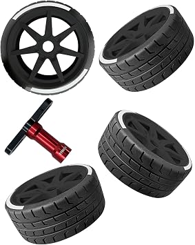 RC 2.9 Tires for 1/8 Typhon 6s BLX,1/7 Infraction 6S BLX,Limitless,RC Wheel Tires Set with Wheel Wrench,4PCS 42/100 2.9 Tires Highway Tires,Black