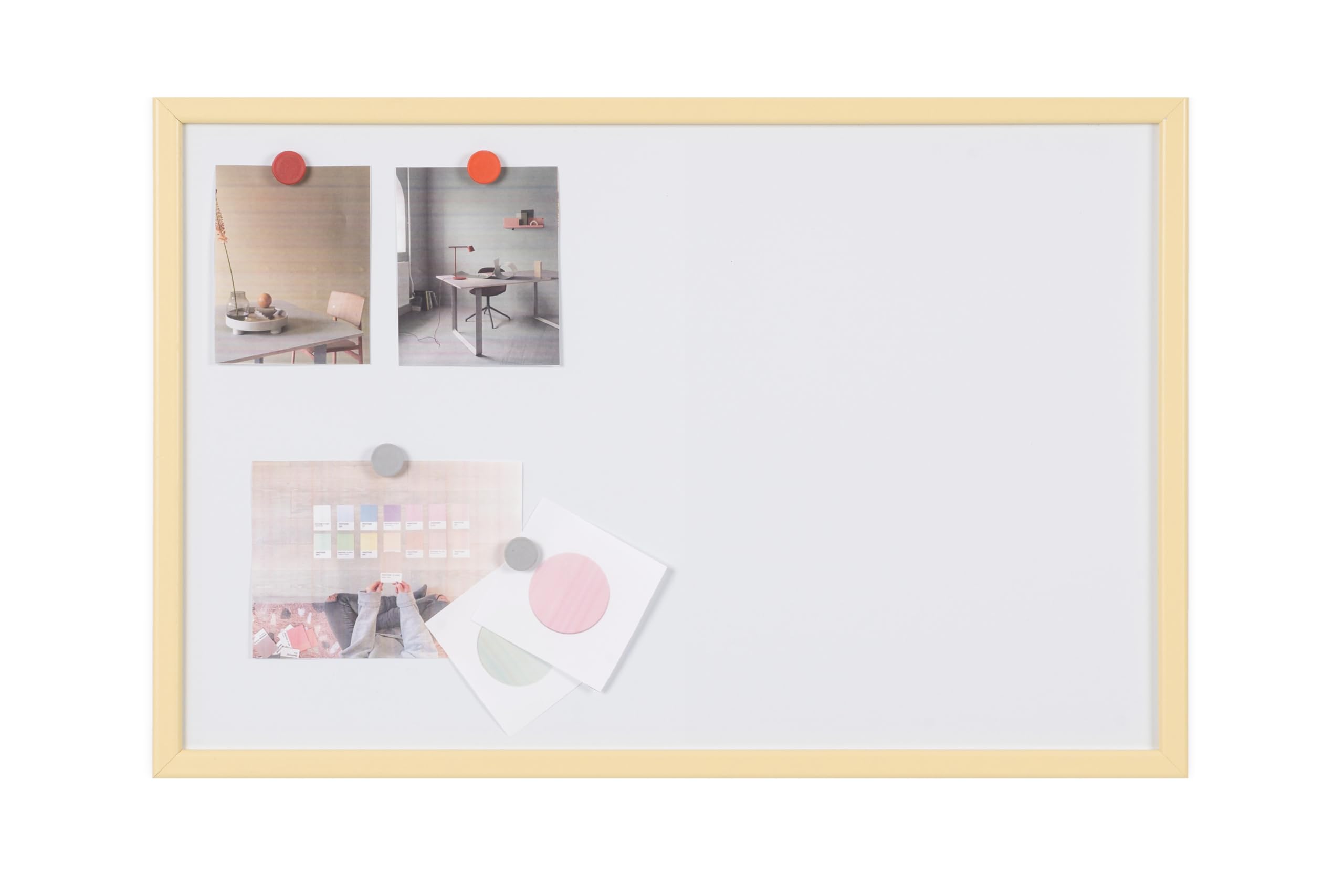 Bi-Office Magnetyczna tablica suchościeralna, pastelowa żółta ramka MDF 90 x 60 cm