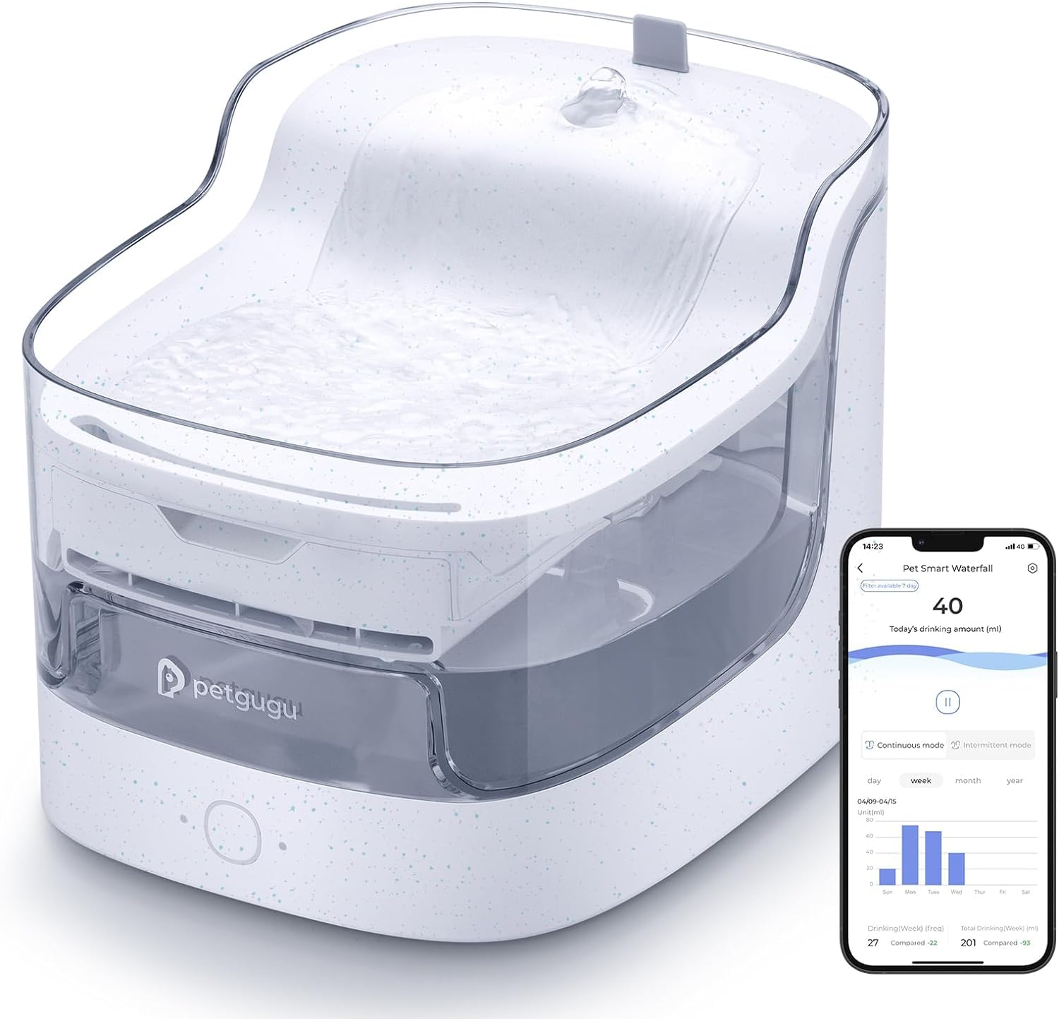 新品未使用 petgugu スマートペット給水器 アプリ連携 8層ろ過 Amazon | PETGUGU 猫用 スマートペット用自動給水器 アプリ付き 2L大