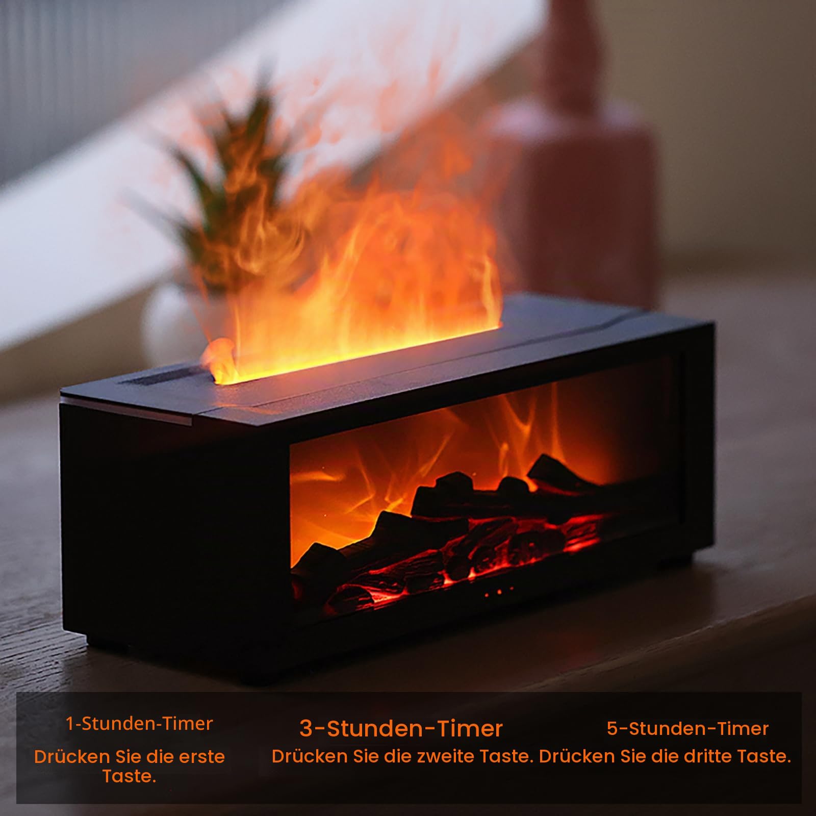 Aroma Diffuser LED Kamin 150ml, 7-Colour Light Flame Effect Luftbefeuchter mit Fernbedienung, Kamin Aromatherapie Diffusor, Kamin Luftbefeuchter mit Timer, Für Zuhause, Büro, Schlafzimmer
