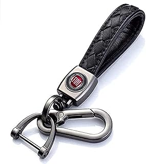 Key Chain Leather Braided Quality Car Keychain - Compatible with Fiat Logo - From Kaber Egypt Kaber Egypt