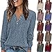 V Neck Button Up Knit Sweater Women Long Sleeve Casual Loose Tunic Pullover Spring Fall Fashion Cozy Sweaters (Dark Pink,Medium)