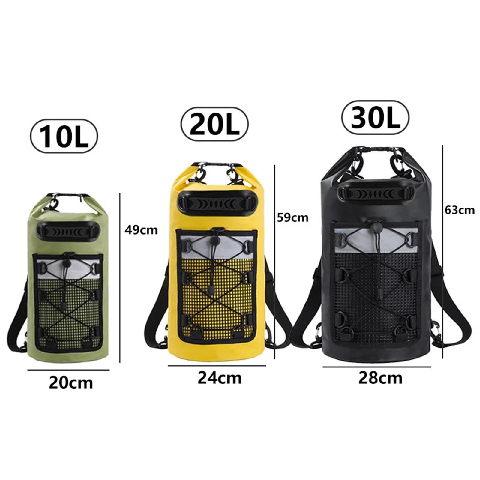 Sac Étanche Sac à Dos Sec en PVC for Femmes et Hommes, Sac étanche bandoulière for Kayak, Trekking, dérive, Rafting, Surf, Bateau(Yellow,20L)