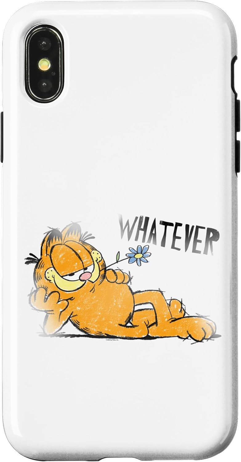 iPhone 12/12 Pro Garfield Classic Whatever Distressed Faded Flower In Mouth Case