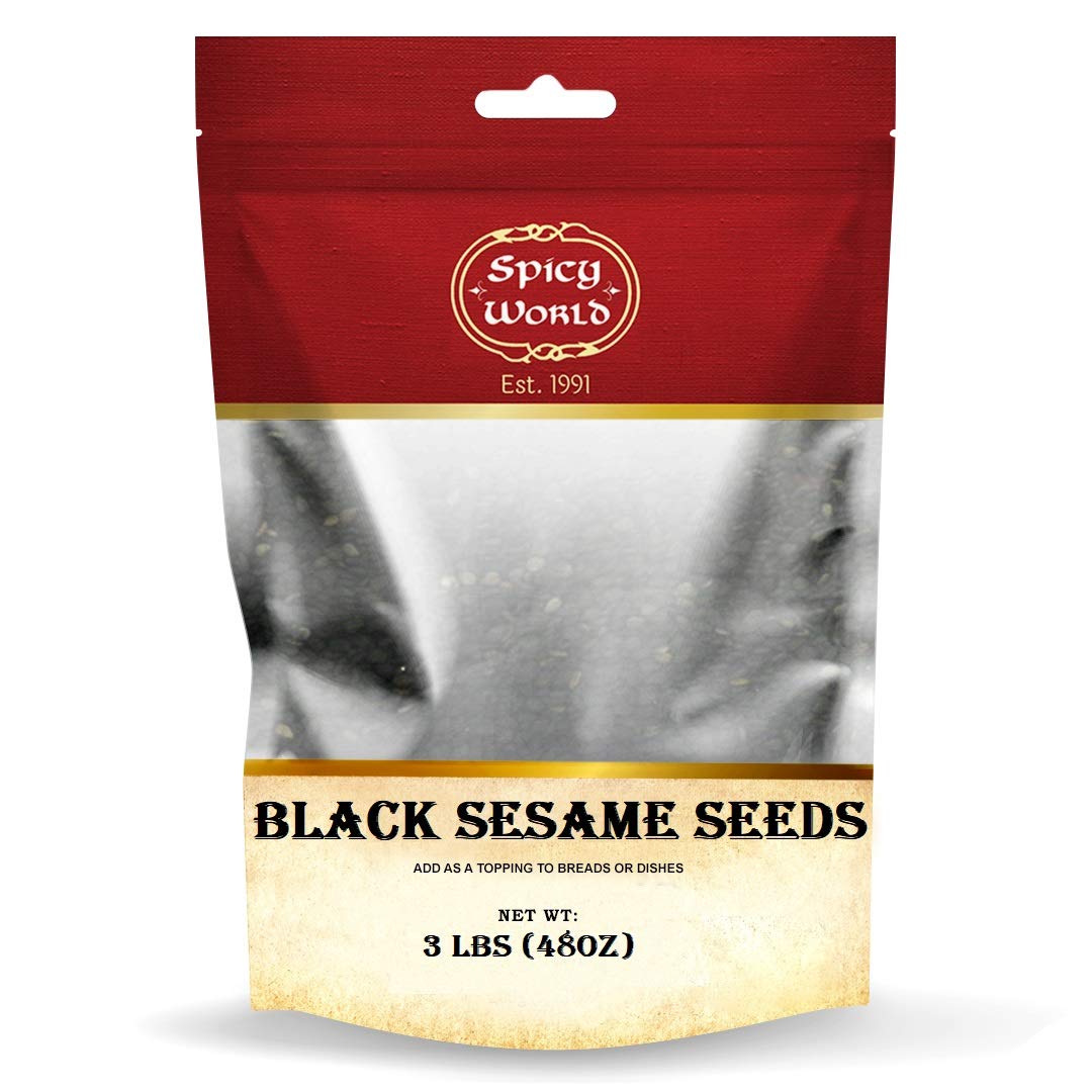 Raw Black Sesame Seeds 3 LB Bag - Natural - By Spicy World