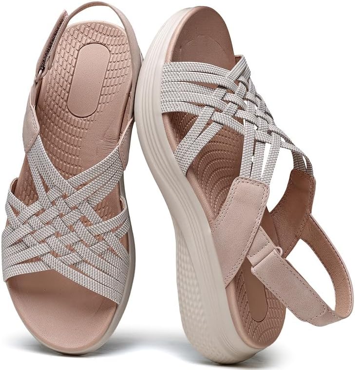 Women's Sandals Women Footwear Ladies Summer Platform Sandals with Arch Support Comfortable Walking Orthopedic Beach shoes Flat Wedge for Dressy Vacation Travel Office Party Shopping Dating Nursing Water Sports