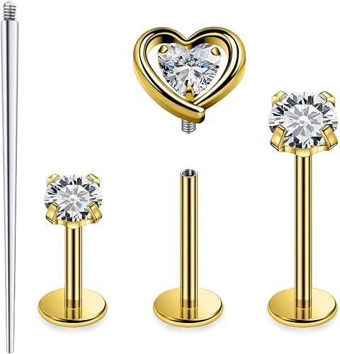 Xnsjeyy 16G Astm F136 Titanium Internal Thread Flat Back Earrings Nose Studs Tra