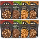 Mina Moroccan Lentils, Chickpeas, White Beans & Harira - Healthy Snacks Variety Pack of 8 (10 oz), Lentils Ready to Eat, Vegan Protein, Gluten-Free Instant Food, Microwave Meals, Non-GMO, Kosher