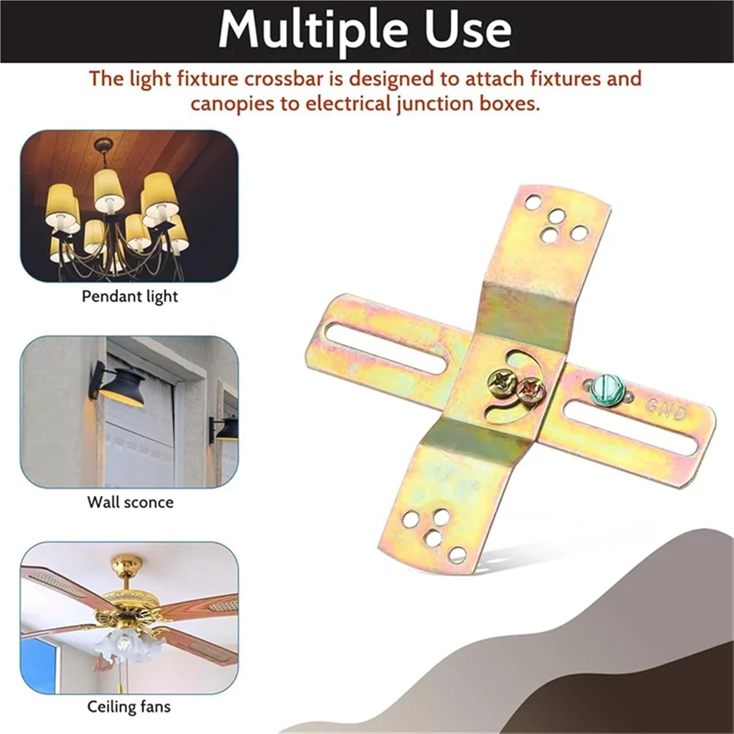 Light Fixture Mounting Bracket 4Sets Light Fixture Mounting Bracket 4Inch Cross-Shaped Mount Crossbar with Screws