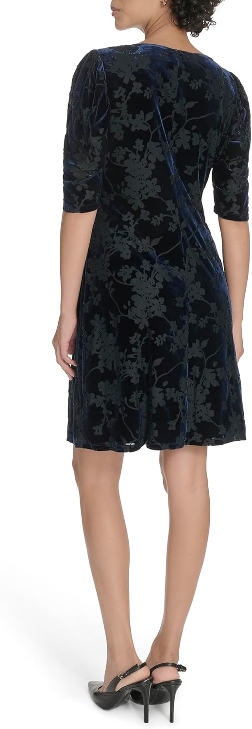 Tommy Hilfiger Womens Short Ruched Sleeve Boat Neck Shift Mini Dress - Image 4