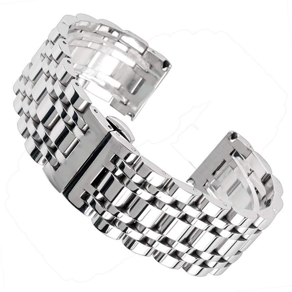 Pasek do zegarka z szybkozłączką, Pasek do zegarka srebrny 20/22/24mm solidny pasek do zegarka ze stali nierdzewnej przycisk ukryte zapięcie regulowany pasek do zegarków męskich wymień bransoletkę bra