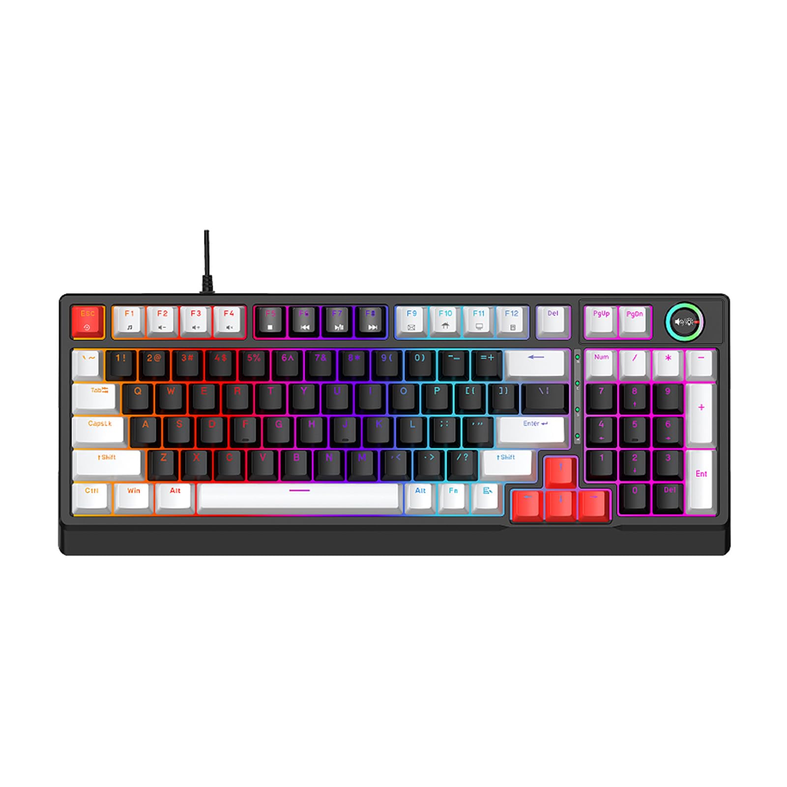 Tastiera Meccanica T50 RGB, Tastiera con Interruttore Blu Sostituibile a Caldo da 98 Tasti, con Illuminazione Dinamica e Controllo Tramite Manopola, Ideale per Giochi per Computer, (#2)