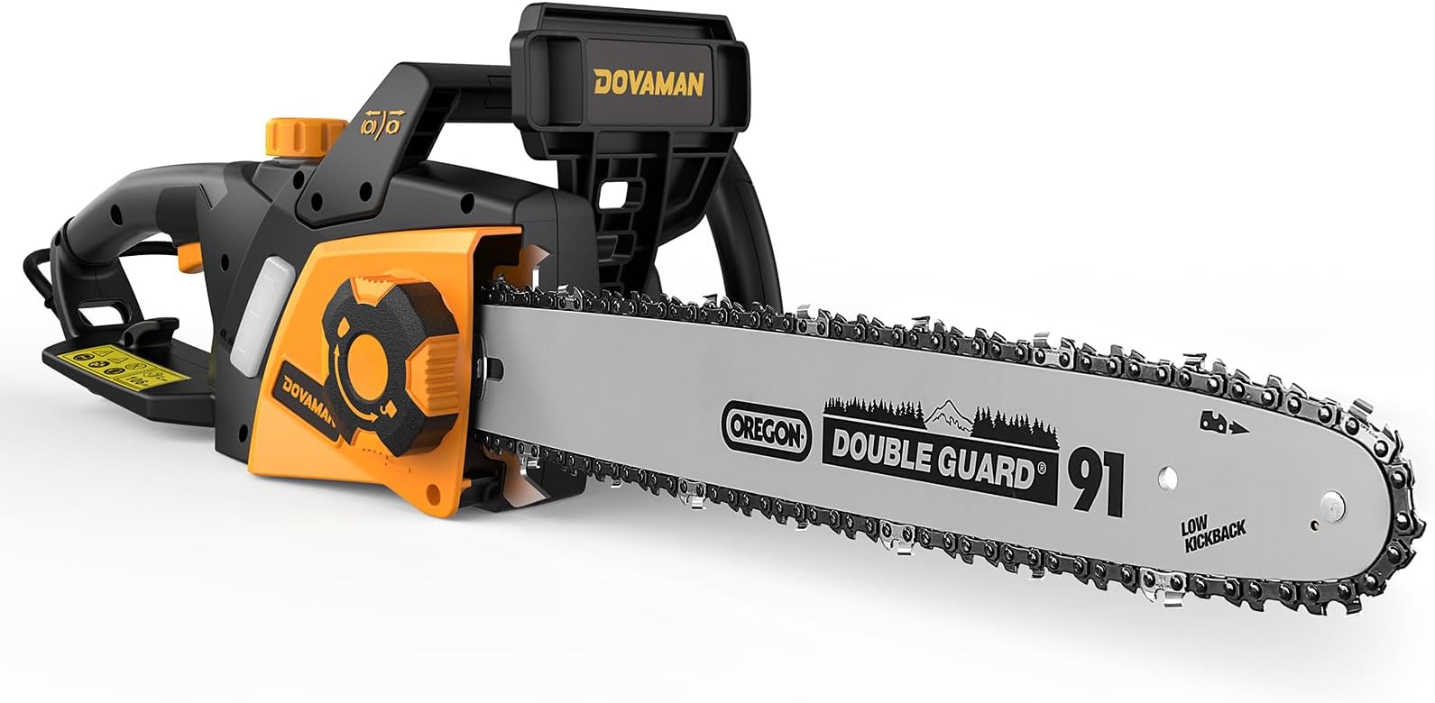 DOVAMAN 2400W Electric Chainsaw, 16 Inch Corded Chain Saw with Oregon Bar & 2 Chains, 15m/s High Speed, Tool-Free Tensioning, Auto Lubrication, Electric Chainsaw for Tree Felling & Log Cutting