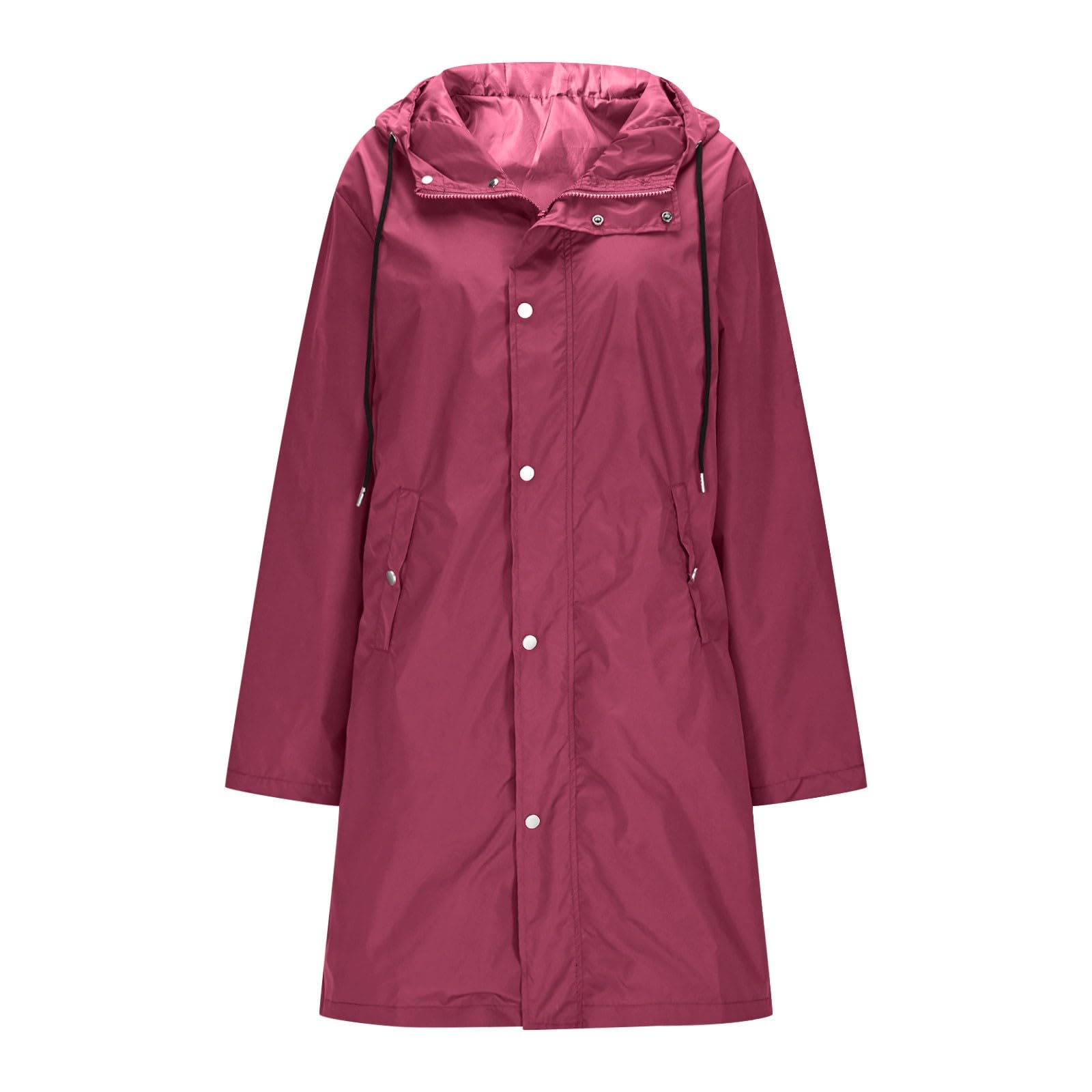 Genérico Chaqueta Impermeable Mujer-Chaqueta Impermeable Anorak Con Capucha Abrigo Largo De Invierno Para