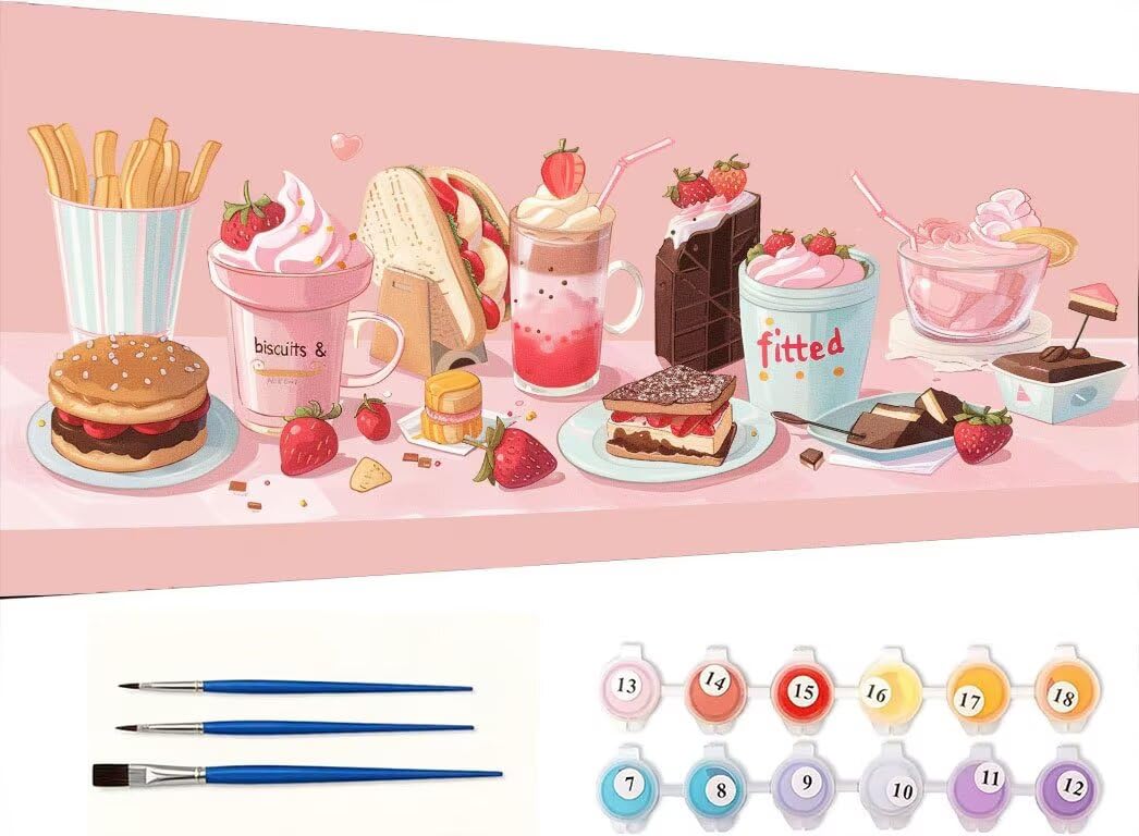 Pintar por Numeros Adultos, Postre Gourmet, 100x130cm 7JGWX-362