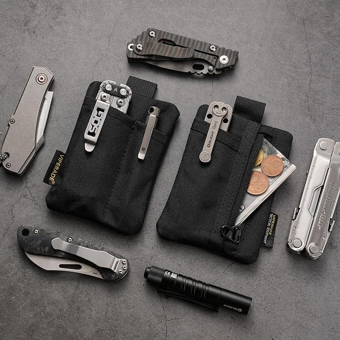 VIPERADE VE29 Mini EDC Pouch Mini Pocket Organiser with 4 Pockets,Small EDC Organiser Pouch Multitool Organizer Small Men's Coin Purse Backpack Accessories Packs -Black - Image 2