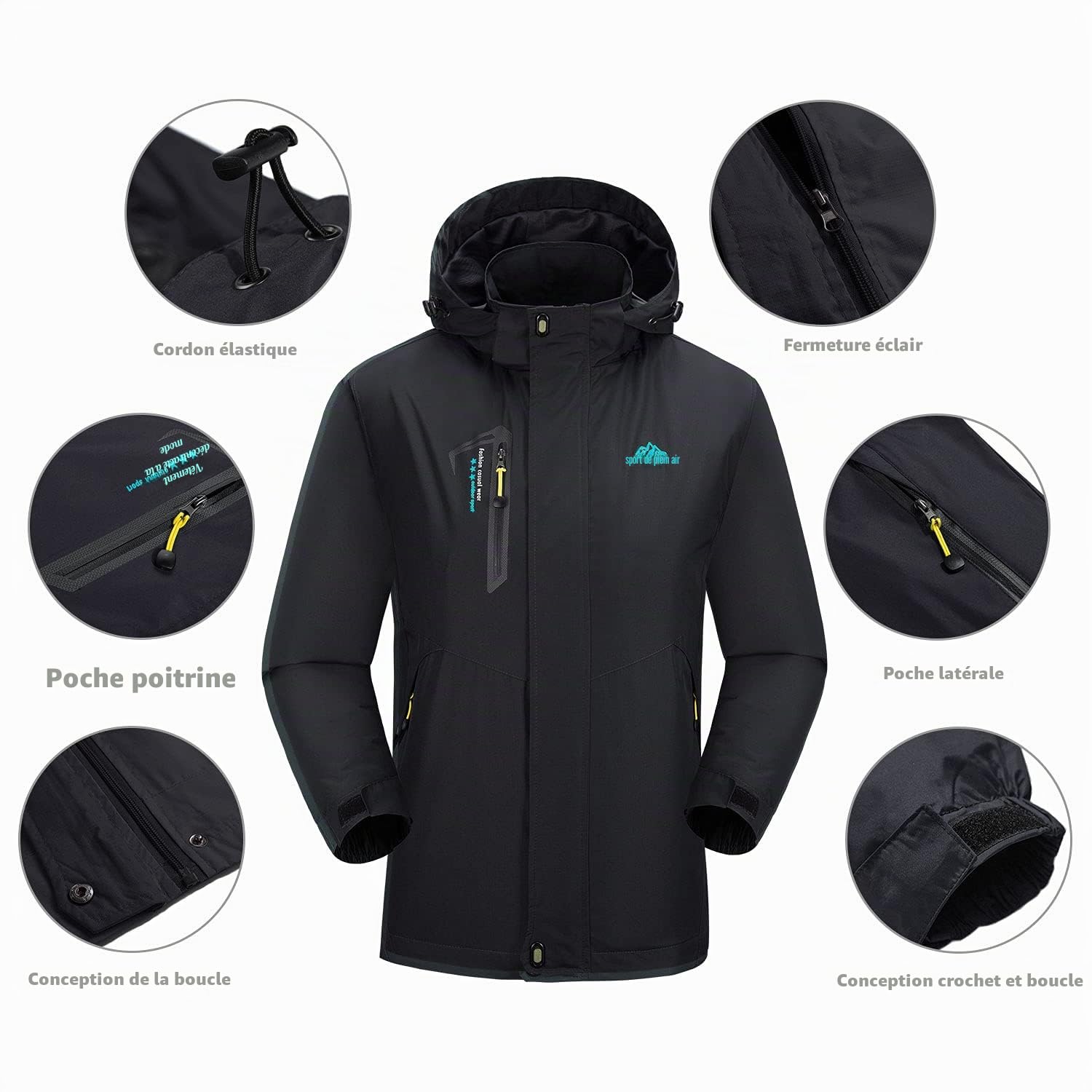 Femmes Imperméable Léger Manteau de Pluie Sport Montagne Hiver Veste à Capuche