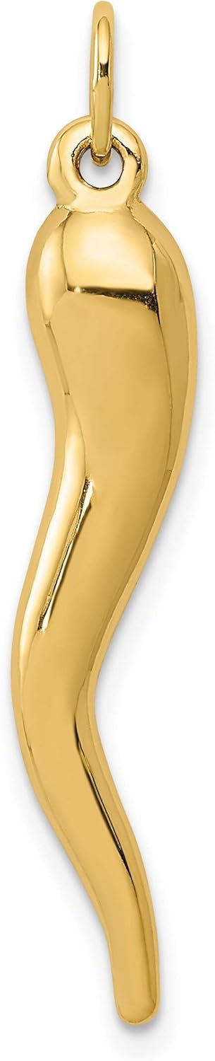 14K Yellow Gold Italian Horn & Mano Cornuto Italian Hand Sign Charms Kit 2 Pcs
