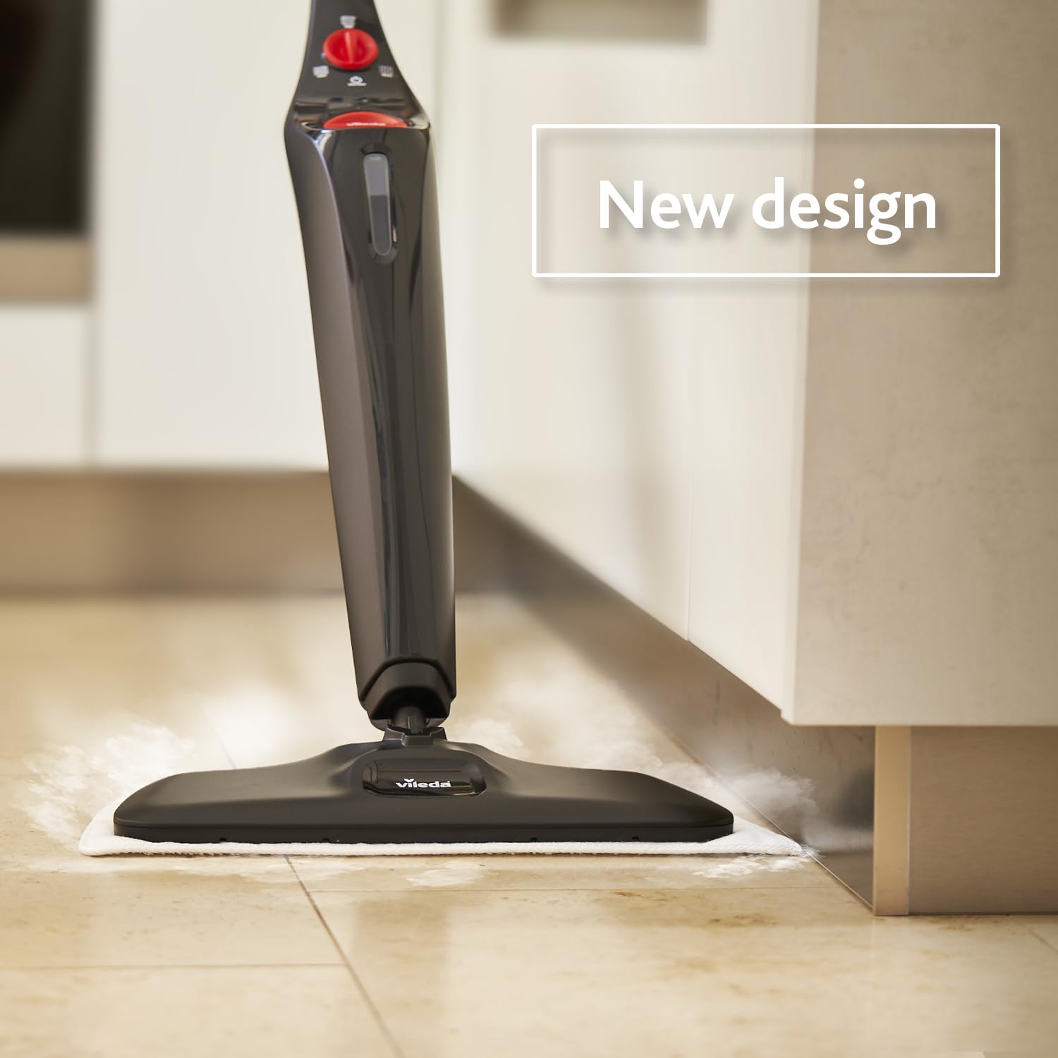 Vileda Steam Plus XXL Dampfreiniger | Hygienischer Bodenreiniger mit PowerPad und 2 Mikrofaserbezügen - Für große Flächen, Fliesen, Laminat & Parkett | Aufheizzeit: 15 Sekunden | Comfort-Pack