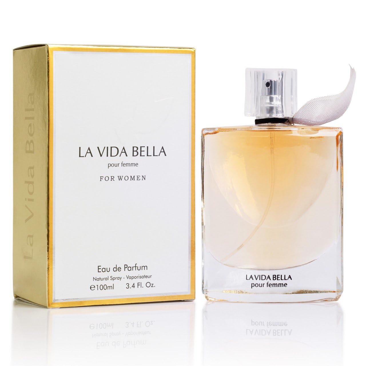 La Vida Bella Eau De Parfum for Women 3.4 Fl Oz- Floral Fruity Fragrance - Rich & Elegant Aroma - Scents of Iris, jasmine & Orange Blossom - Warm & Powdery Base of Almond - 100ml Bottle for Daily Wear