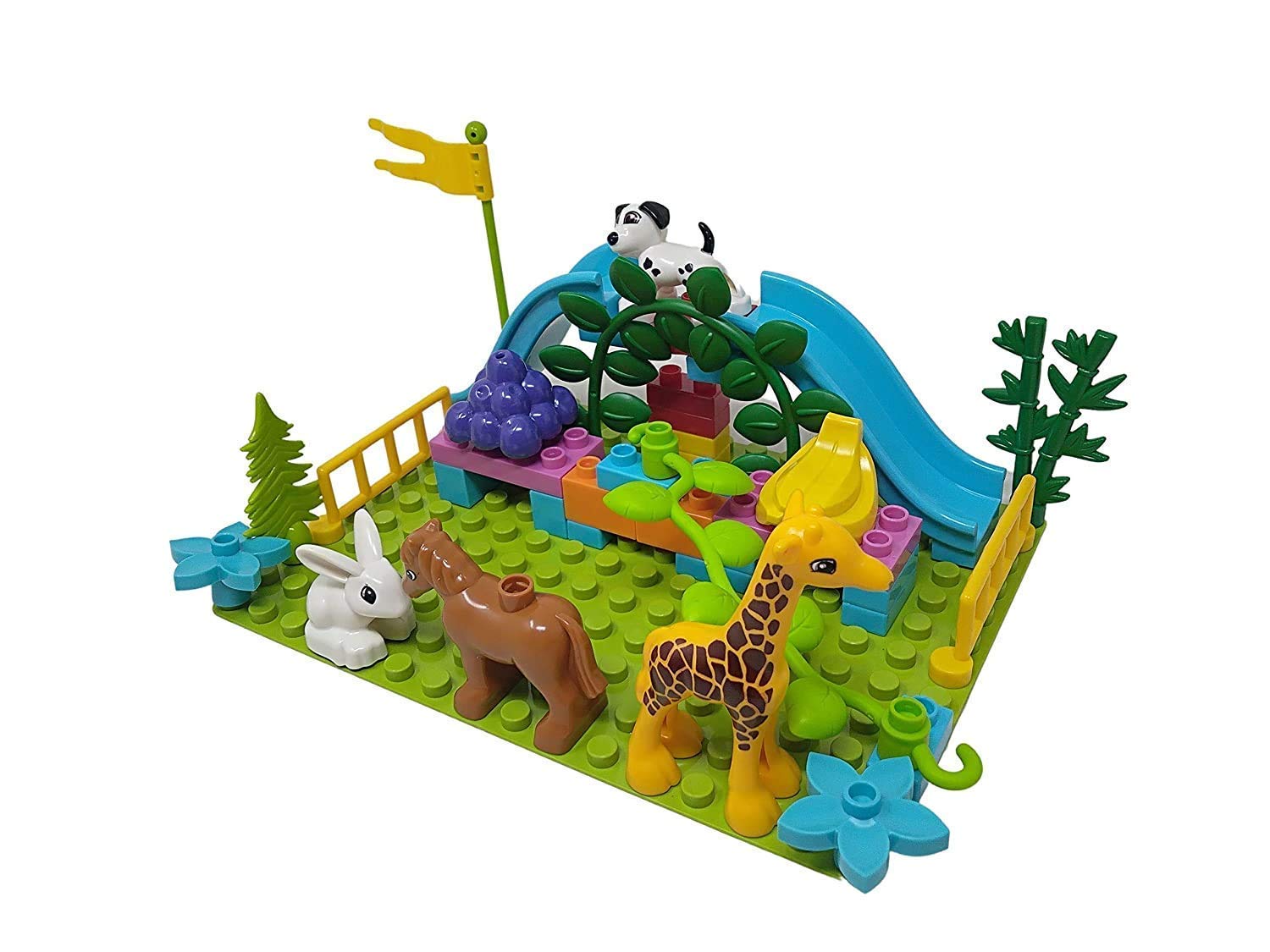 WISHKEY Plastic Animal Figure Park Building Blocks Construction Creative Imaginative Educational Play Set Toys for Kids 3 Years & Above (Pack of 40, Multicolor)