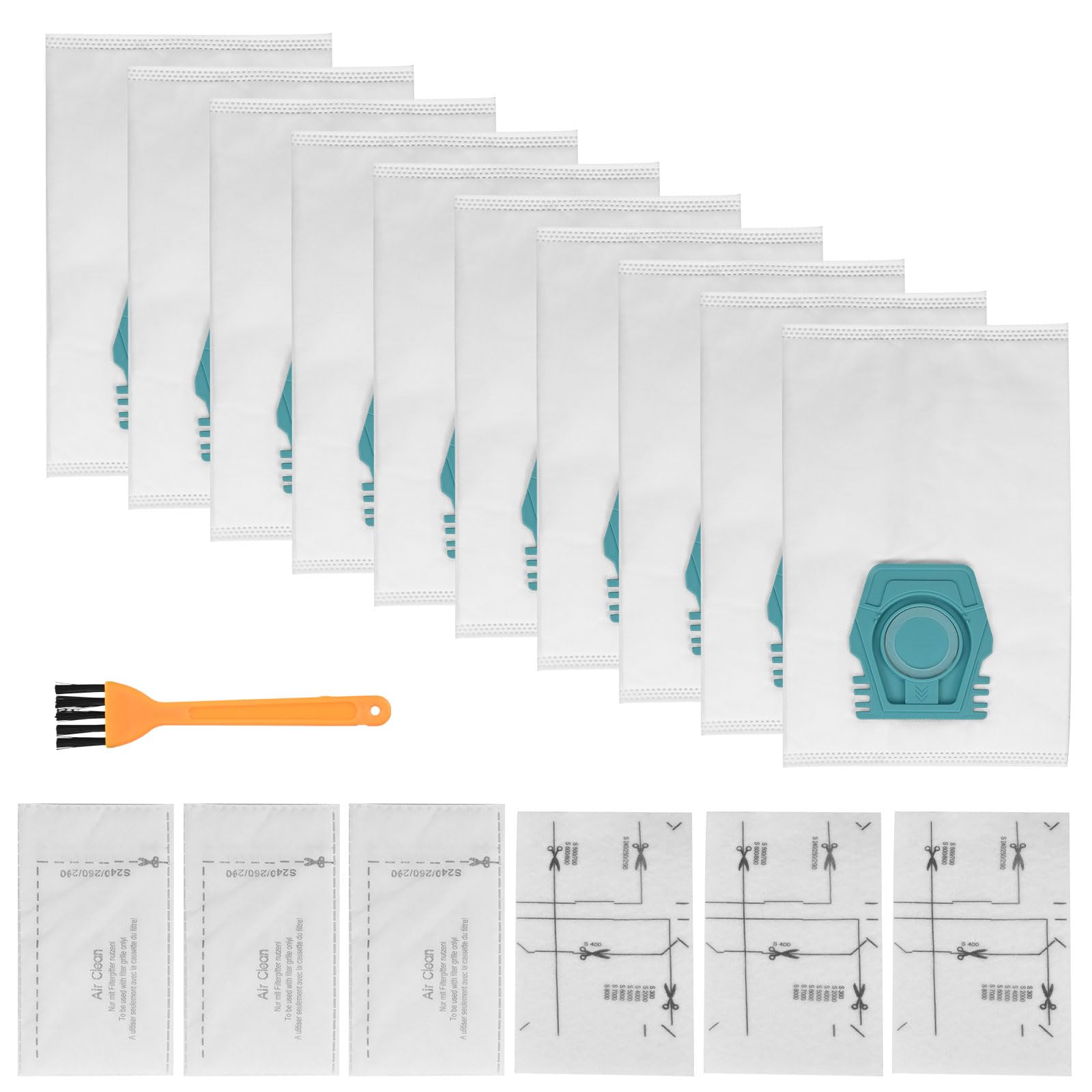 10 Pack Vacuum Cleaners Bag - Compatible with Miele/Guard S1/L1/Junior/M1 Vacuum Cleaners Series, Replacement Dust Bag with 3 Exhaust Filters & 3 Motor Protection Filters