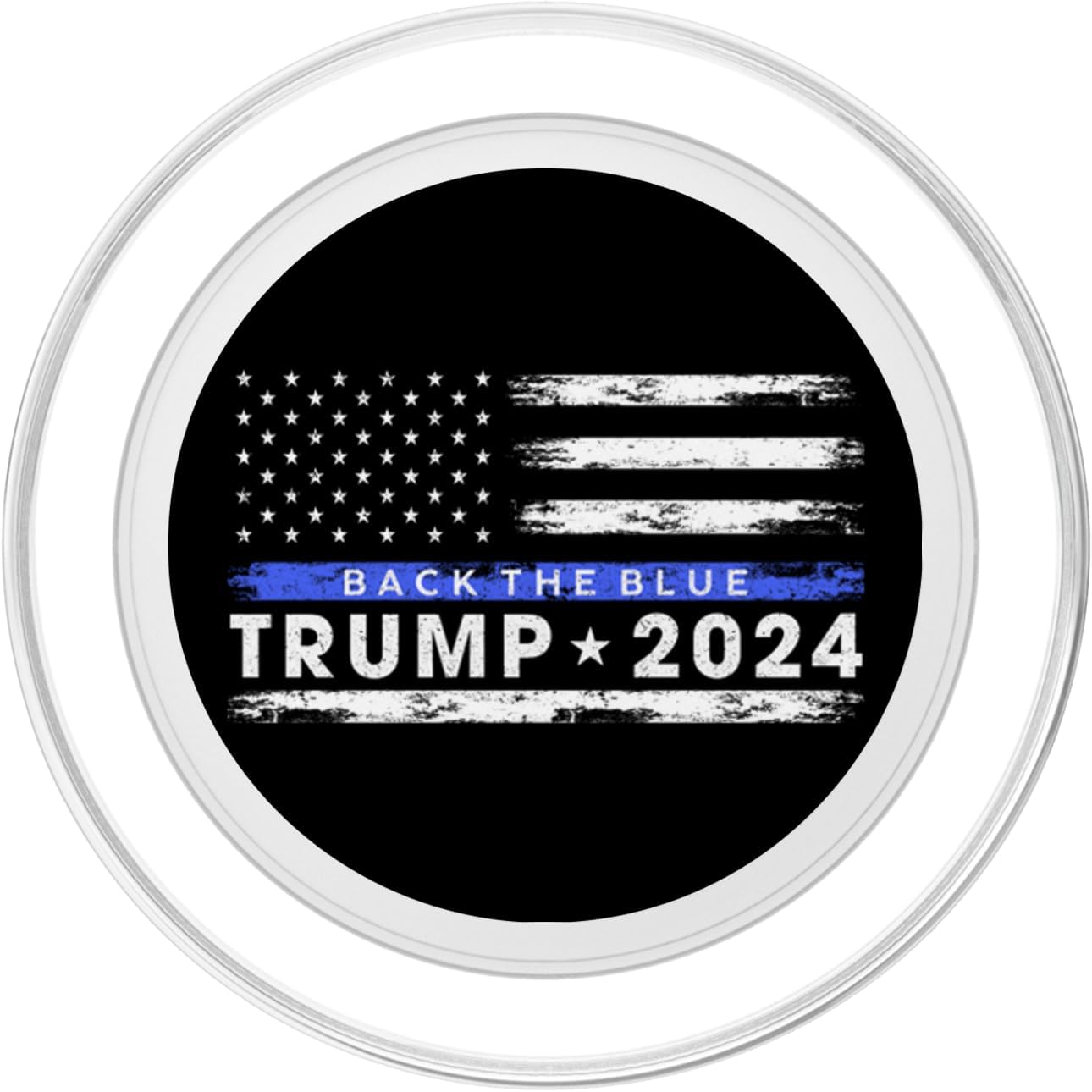 Pro Trump 2024 Back The Blue Thin Blue Line American Flag PopSockets MagSafe PopGrip for iPhone