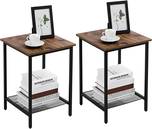 Miniatura 14 de VASAGLE INDESTIC - Mesa auxiliar o mesita de noche de estilo industrial, marco de acero resistente, mesa de montaje simple para sala de estar o