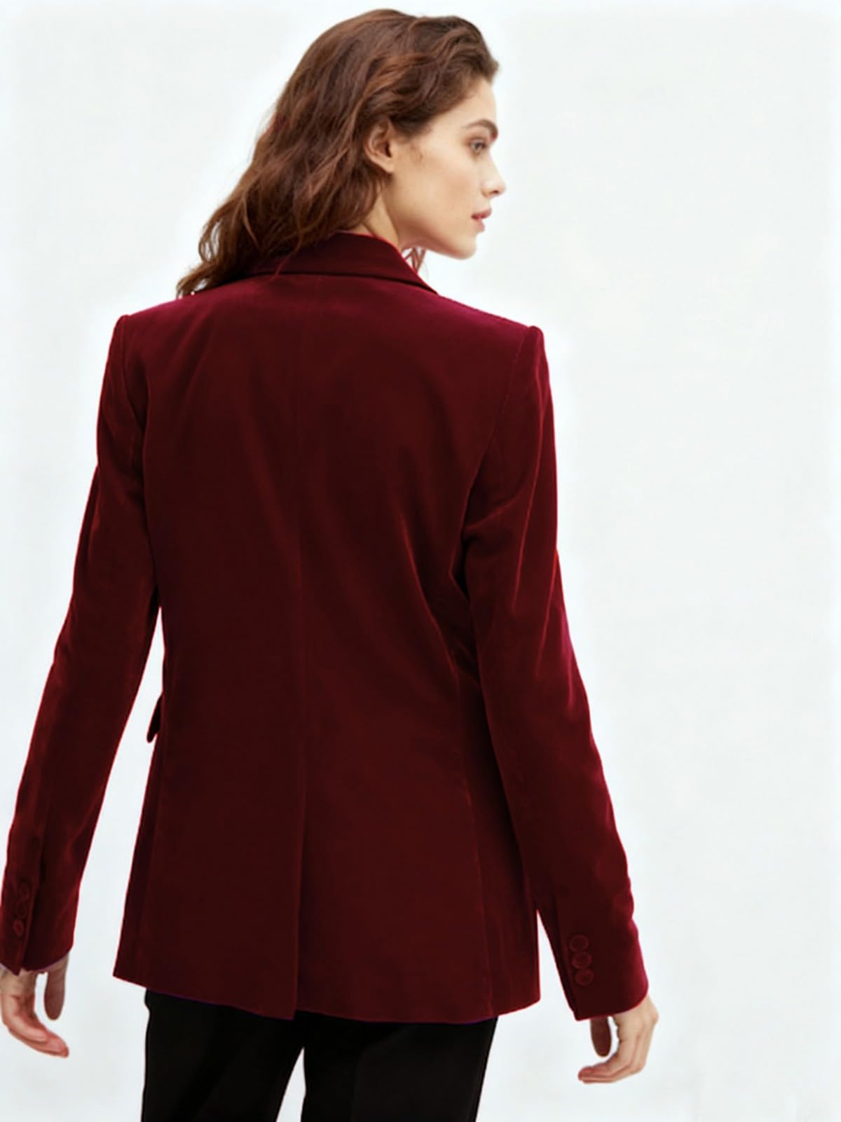 Blazer en velours pour femme avec un bouton pour l'hiver, l'automne, le printemps, le travail, le bureau