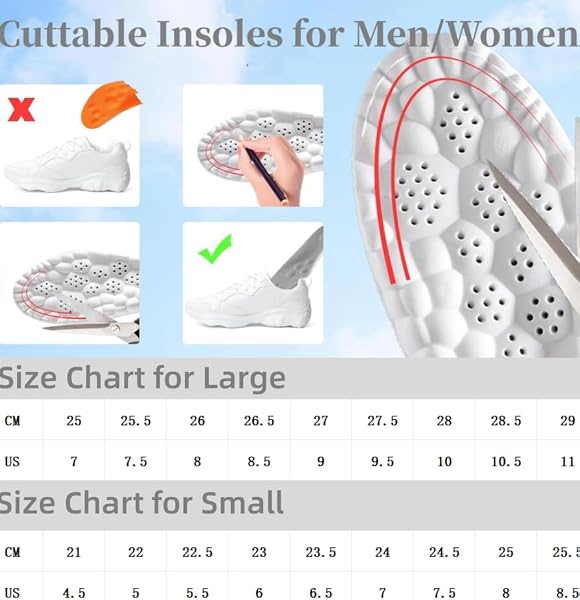 Insoles Men, Shoe Inserts for Men, 4D Cloud Insoles for Men and Women, Steeper Insoles for Boots & Sneakers, Cuttable, Anti Fatigue, Shock Absorption, Foot Pain Relief (L: Men7-11) - 4
