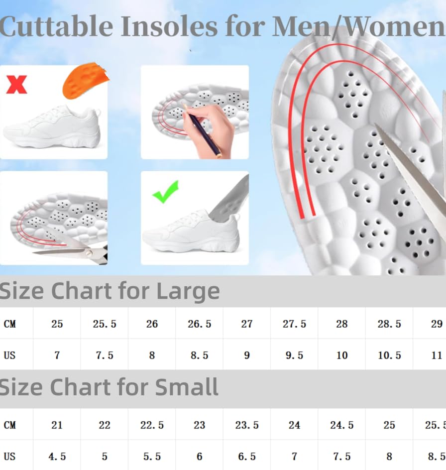 Image of Insoles Men, Shoe Inserts for Men, 4D Cloud Insoles for Men and Women, Steeper Insoles for Boots & Sneakers, Cuttable, Anti Fatigue, Shock Absorption, Foot Pain Relief (L: Men7-11)