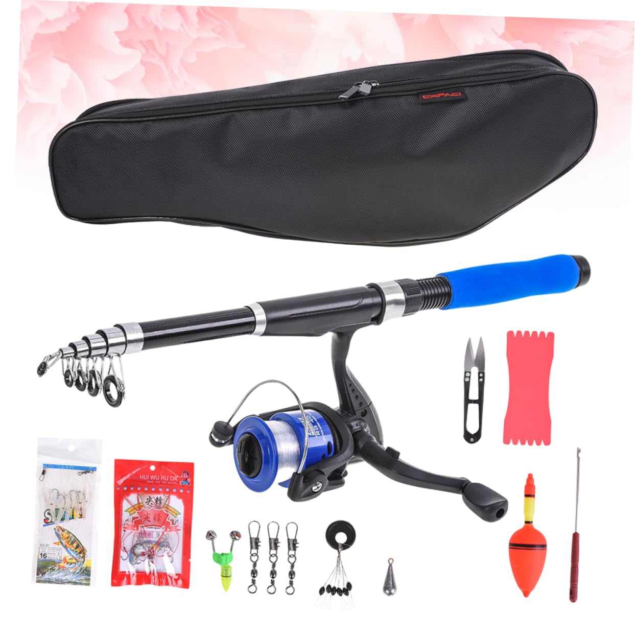 BESPORTBLE 1set Canna da Pesca Portatile Kit Completo di Attrezzatura per Pesca Leggero e Pratico per attività Outdoor per Principianti