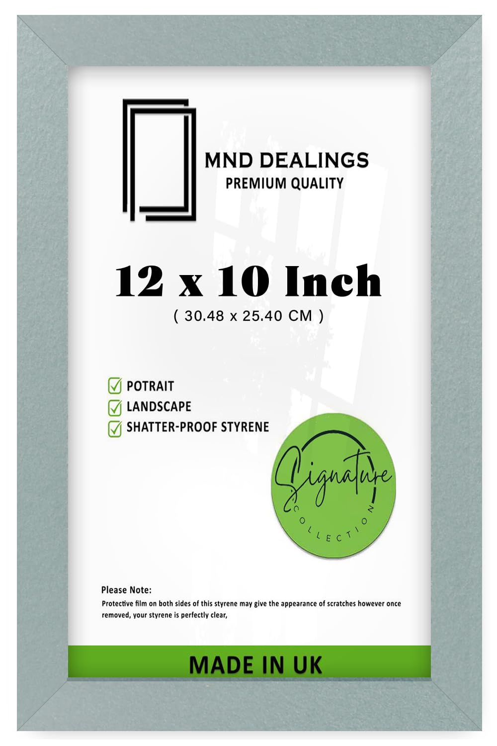 MND Dealings Elegant Flat Style Wide Silver 12X10 (30.48X25.40 CM) Poster Frame| Use as Home Decor/Wall Gallery/Art work/Picture Frame | Solid MDF Wood with HD Perspex (Silver)