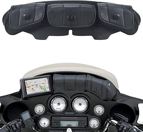 FOVPLUE Bolsa para Parabrisas, Bolsa de Carenado Batwing de Tres Bolsillos para Harley Electra Glide Street Glide Trike FLHTCUI FLHTCUTG FLHXXX