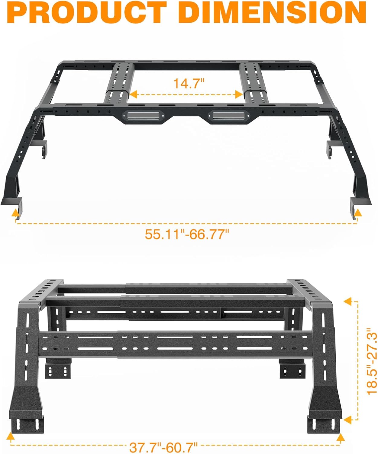 Truck Bed Racks Compatible with Dodge Ram 1500,Tacoma,Tundra,Jeep Gladiator JT, Chevy Silverado,Chevrolet Colorado,Ford Ranger,Frontier,Titan,Ford F-150 & Raptor,Overland Bed Rack