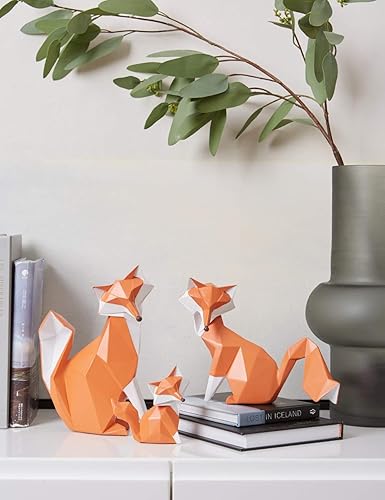 Miniatura 6 de HAUCOZE Figura de zorro para regalo de escultura geométrica, decoración de estatua de animales, regalos de poliresina, 8.0 pulgadas