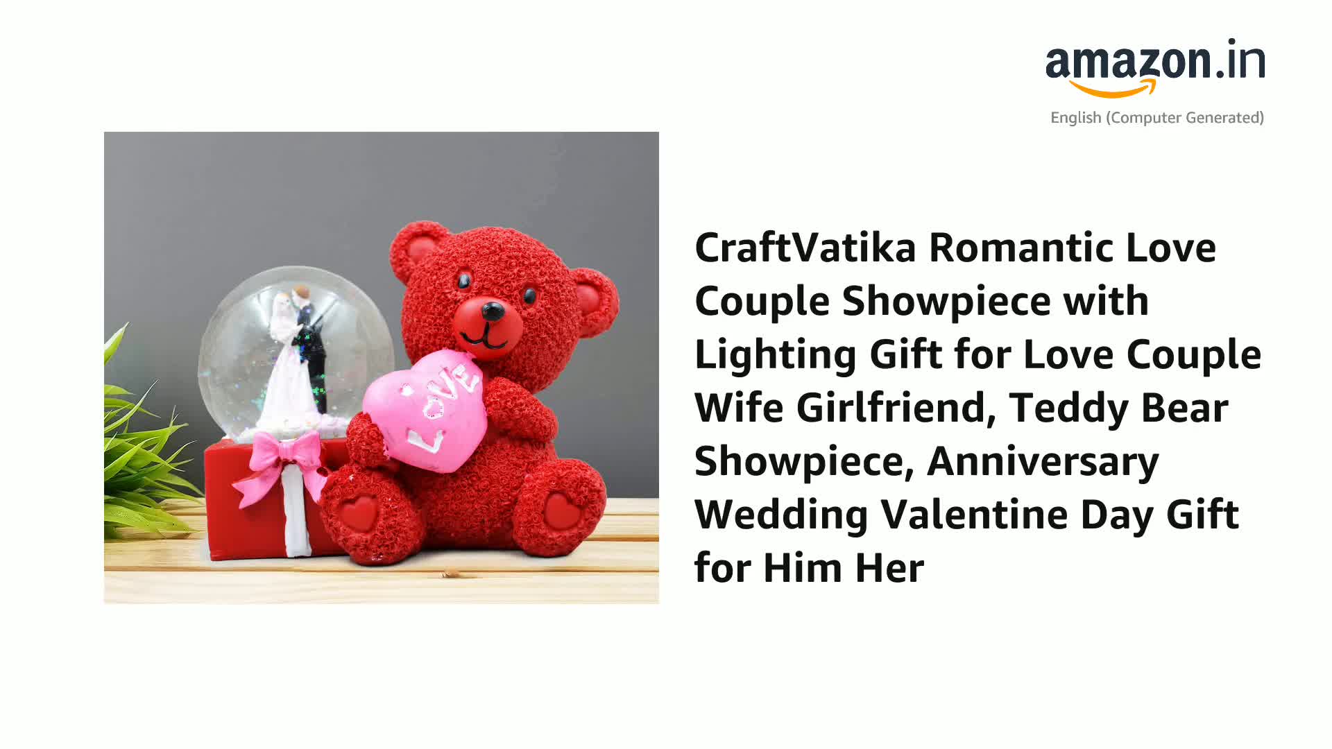 CraftVatika Romantic Love Couple Showpiece with Lighting Gift for