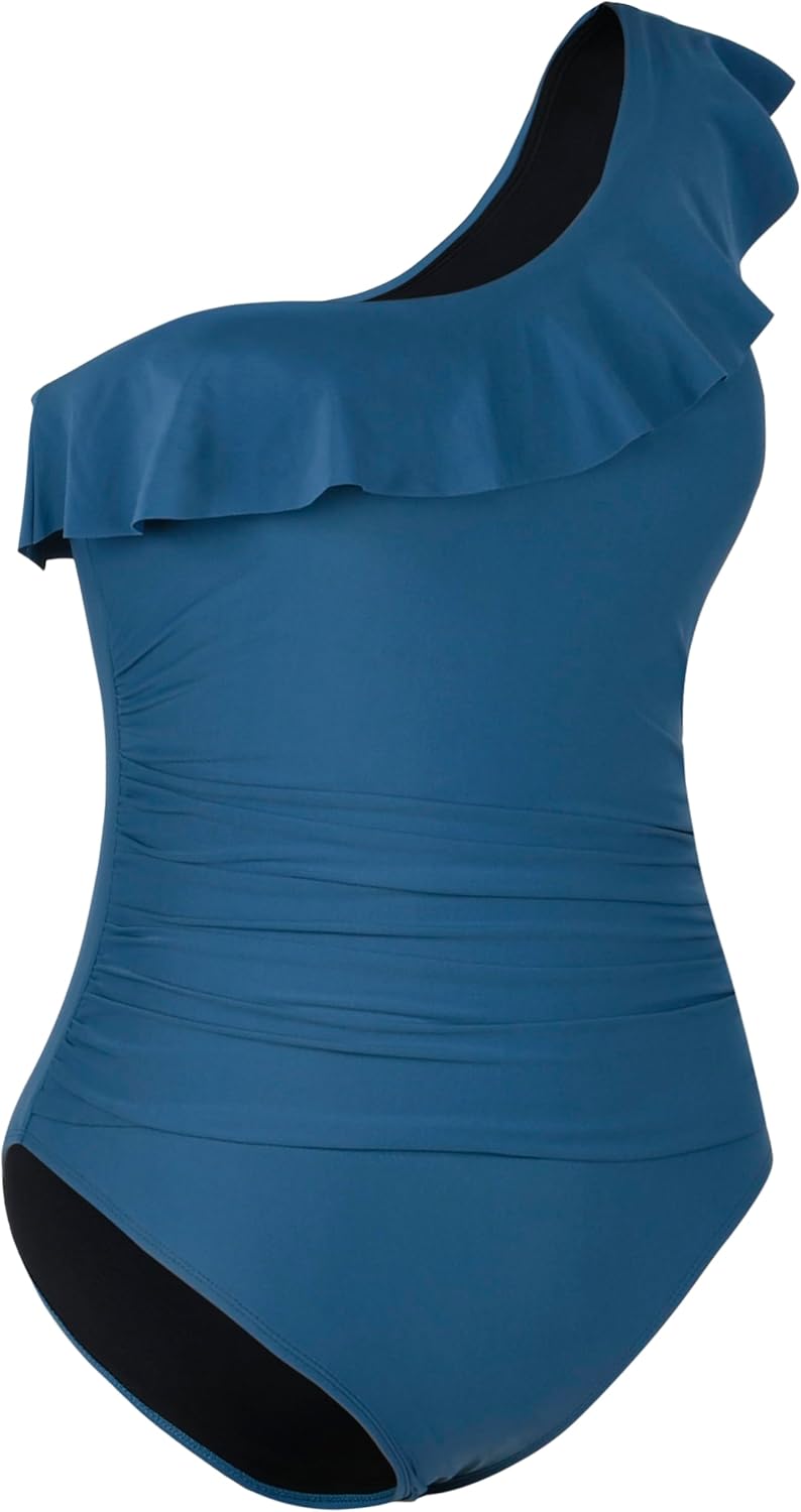 Hilor Women's One Piece Swimsuit One Shoulder Ruffle Tummy Control Bathing Suit Modest Slimming Swimwear Flattering Monokini - Image 7