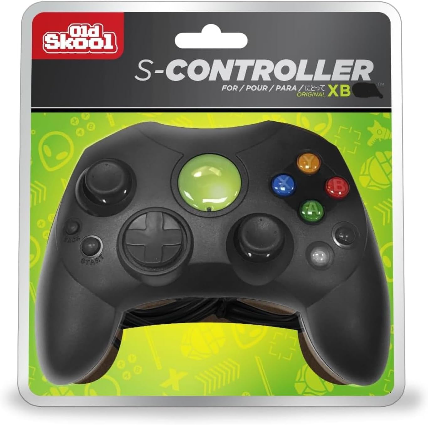 Old Skool Xbox Controller S-Type Wired Game Pad - Black