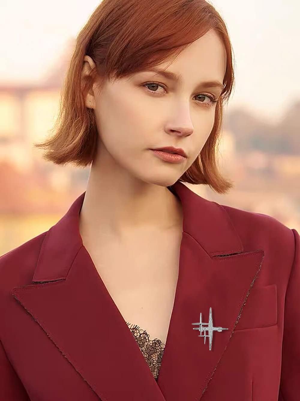 14K Golden Plated Cross Star Lapel Brooch Pin for Women Girls Men Cubic Zirconia Crystal Starburst Clip Sweater Collar Scarves Dress Jackets Backpacks Badge Corsage Brooches Pins Dainty Jewelry Gifts Accessories